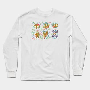 Floral Sloth Long Sleeve T-Shirt